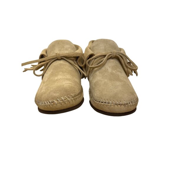 Lake Church Men’s Sand Suede Fringe Hand laced Hard Sole Moccasins Size 7.5 - Picture 2 of 10